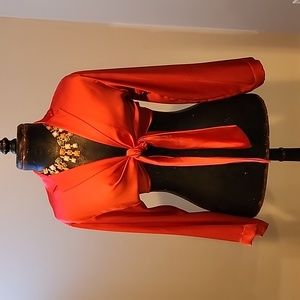 Dynamite Crop Satin Shirt with Tie